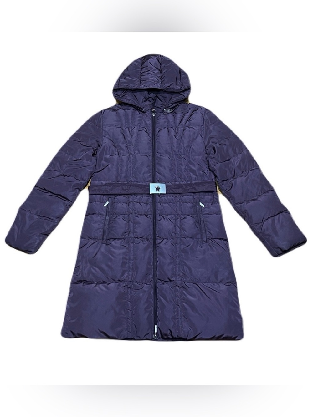 Moncler Vintage Goose Down Pumeria Belted Parka Puffy Jacket, size 1/Small